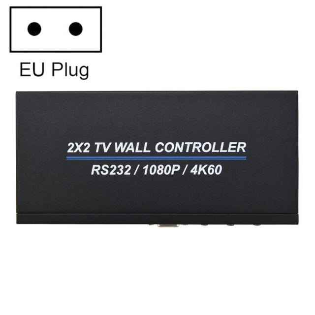 BT100 4K 60Hz 1080P 2 x 2 TV Wall Controller, Plug Type:EU Plug(Black)