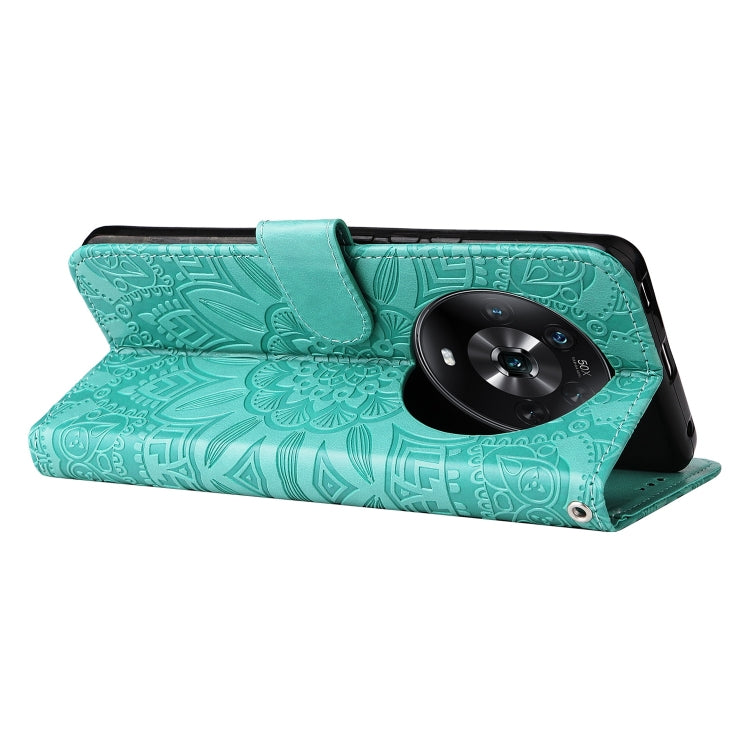 For Honor Magic4 / Magic4 Pro Embossed Sunflower Leather Phone Case(Green) - Honor Cases by PMC TechLife | Online Shopping South Africa | PMC TechLife