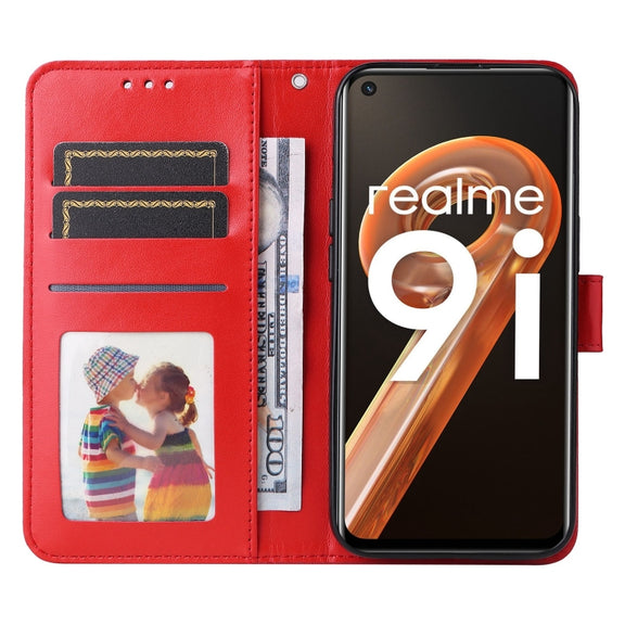 For OPPO Realme 9i / A36 4G / A76 4G Embossed Sunflower Leather Phone Case(Red)