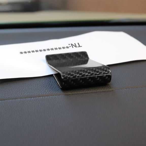 Car Carbon Fiber Card Holder Wallet Credit Card Clip(Polished)
