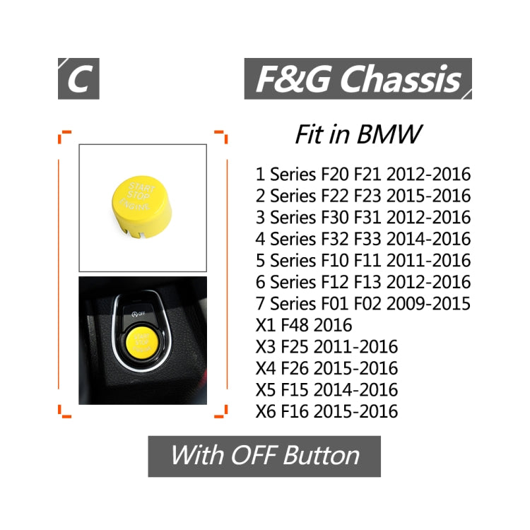 Car Engine Start Key Push Button Cover for BMW G / F Chassis, Style:with Start and Stop