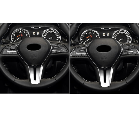 Car Carbon Fiber Steering Wheel Buttons Decorative Sticker for Infiniti Q50 2014-2020 / Q60 / QX60(Black)