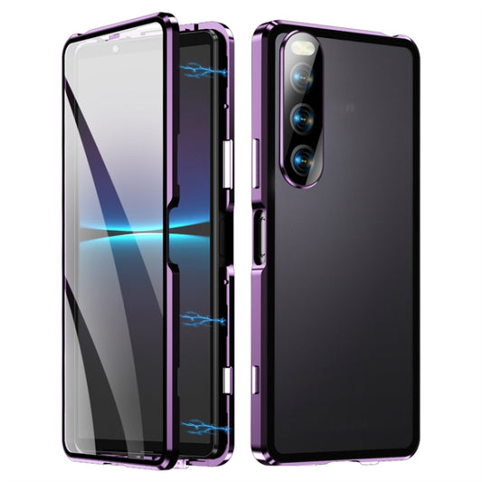 For Sony Xperia 10 IV HD Magnetic Metal Tempered Glass Phone Case(Purple) - free shipping - PMC Jewellery - Order now!