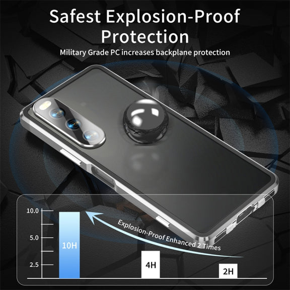 For Sony Xperia 10 IV HD Magnetic Metal Tempered Glass Phone Case(Silver)