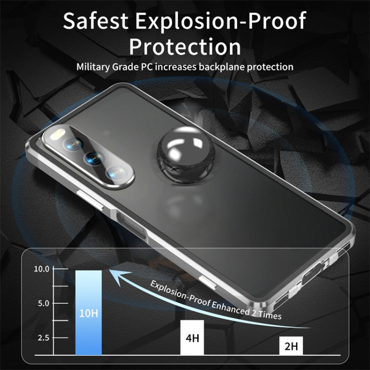 For Sony Xperia 10 IV HD Magnetic Metal Tempered Glass Phone Case(Silver)