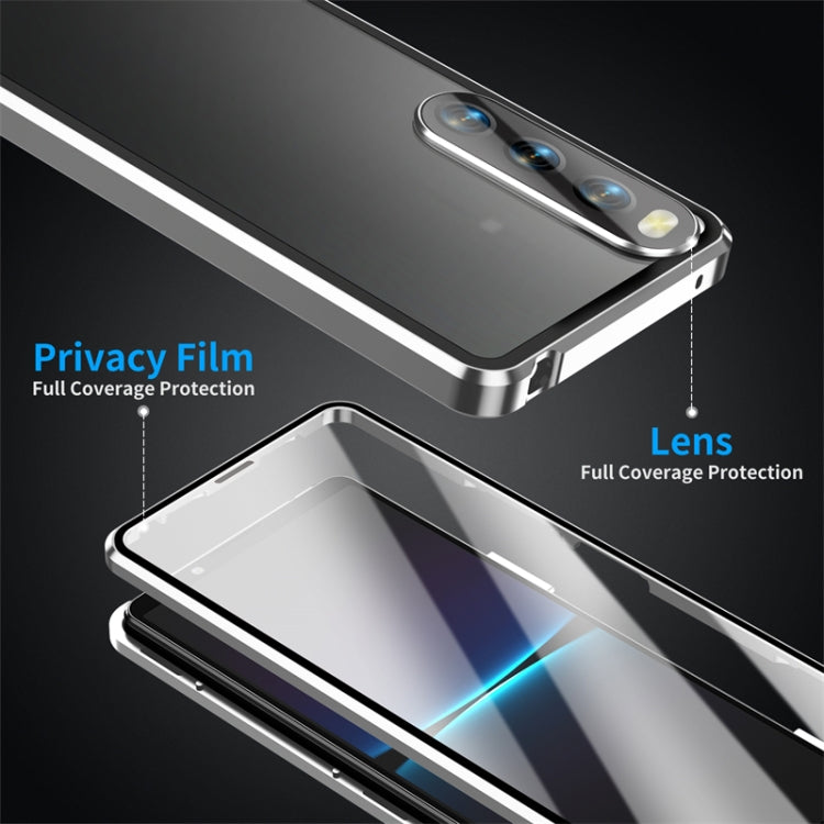 For Sony Xperia 10 IV HD Magnetic Metal Tempered Glass Phone Case(Silver)