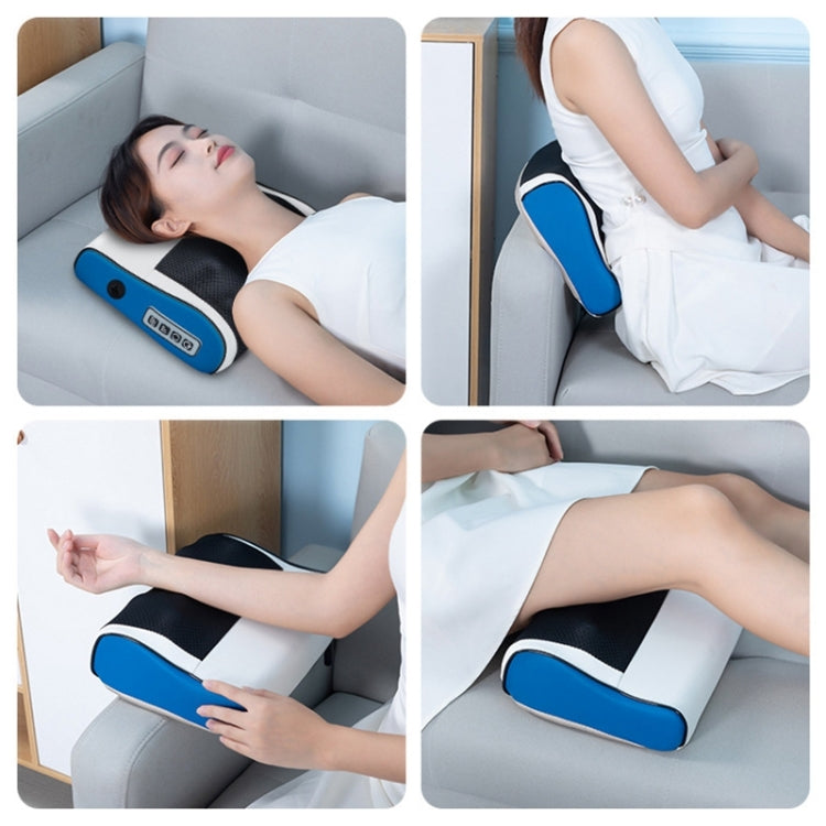 Multifunctional Hot Compress Neck Massager Car Cervical Spine Massage Pillow(Blue Six Keys)