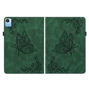 For Realme Pad X Butterfly Flower Embossed Leather Tablet Case(Green)