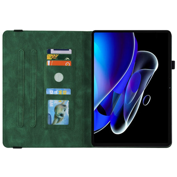 For Realme Pad X Butterfly Flower Embossed Leather Tablet Case(Green)