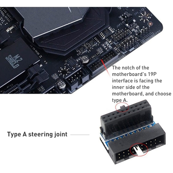 10 PCS 3.0 19P 20P Motherboard Male To Female Extension Adapter, Model: PH19B(Black Blue)