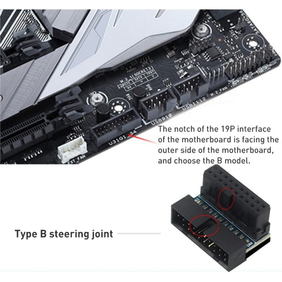 10 PCS 3.0 19P 20P Motherboard Male To Female Extension Adapter, Model: PH19B(Black Blue)