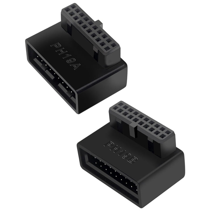 10 PCS 3.0 19P 20P 90 Degree Motherboard Male To Female Extension Adapter, Model: PH19A - Others by PMC Jewellery | Online Shopping South Africa | PMC Jewellery | Buy Now Pay Later Mobicred