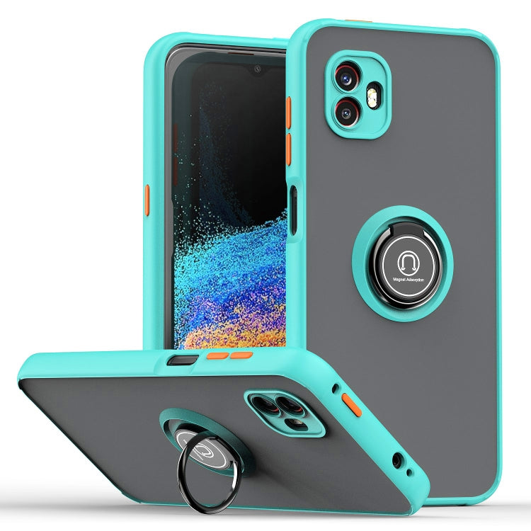 For Samsung Galaxy Xcover6 Pro Q Shadow 1 Series TPU + PC Phone Case with Ring Holder(Sky Blue) - Galaxy Phone Cases by PMC TechLife | Online Shopping South Africa | PMC TechLife
