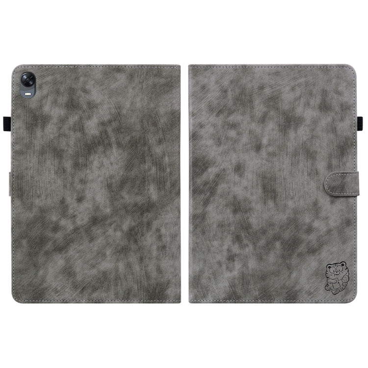 For OPPO Pad 11 Tiger Pattern PU Tablet Case(Grey) - OPPO by PMC TechLife | Online Shopping South Africa | PMC TechLife | Buy Now Pay Later Mobicred