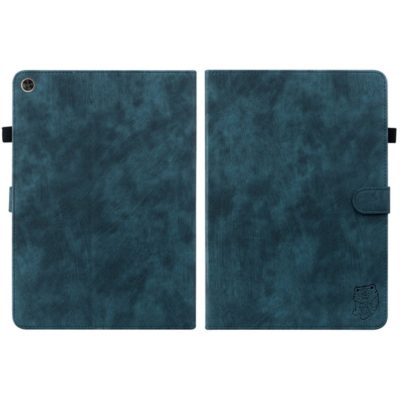 For Huawei MatePad T 10s/Enjoy Tablet 2 Tiger Pattern PU Tablet Case(Dark Blue)