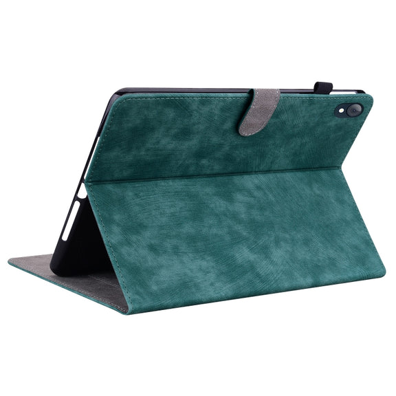 For Lenovo K10 Tiger Pattern PU Tablet Case(Dark Green)