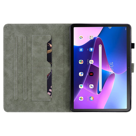 For Lenovo Tab M10 Plus 10.6 3rd Gen Tiger Pattern PU Tablet Case(Grey)