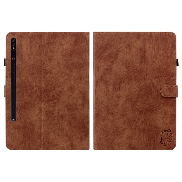 For Samsung Galaxy Tab S9 Tiger Pattern Flip Leather Tablet Case(Brown) - Galaxy Tab S9 Cases by PMC Jewellery | Online Shopping South Africa | PMC Jewellery | Buy Now Pay Later Mobicred