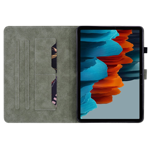 For Samsung Galaxy Tab S9+ Tiger Pattern Flip Leather Tablet Case(Grey)
