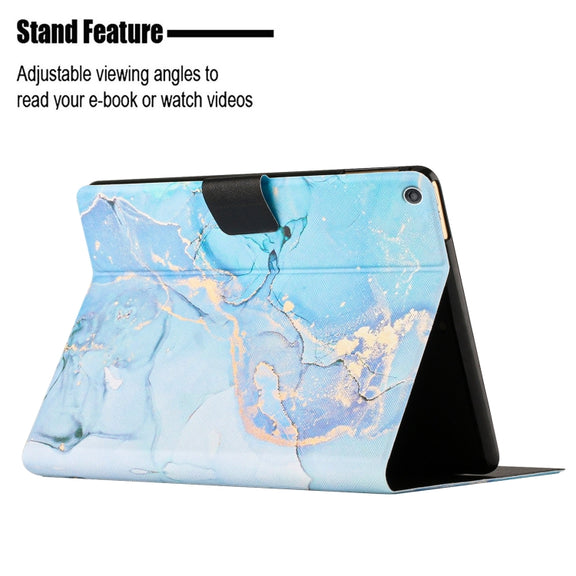 For Amazon Kindle HD 10 2015 Marble Pattern Smart Leather Tablet Case(Blue)