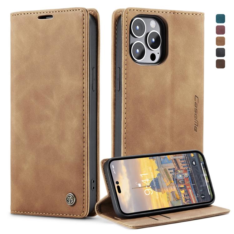 For iPhone 14 Pro Max CaseMe-013 Multifunctional Retro Frosted Leather Phone Case (Brown) - free shipping - PMC Jewellery - Order now!