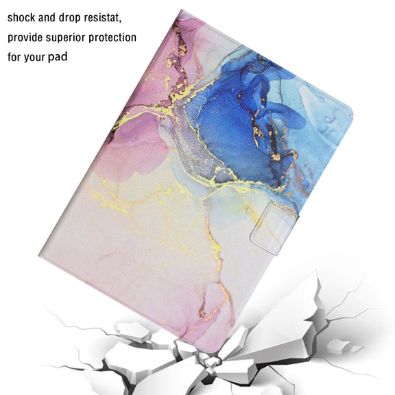 For Huawei MatePad T10s Marble Pattern Leather Tablet Case(Pink Blue)