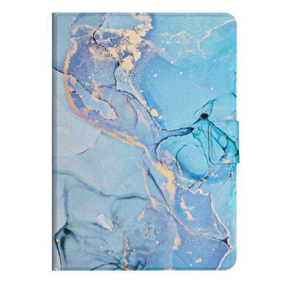 For Huawei MatePad T10s Marble Pattern Leather Tablet Case(Blue)