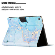 For Huawei MatePad T10s Marble Pattern Leather Tablet Case(Blue)