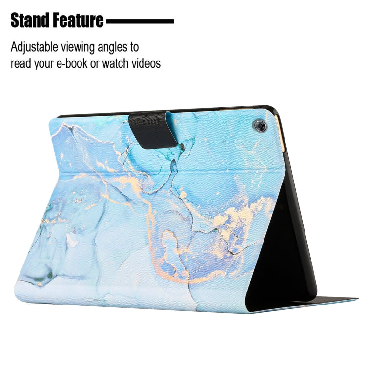 For Huawei MatePad T10s Marble Pattern Leather Tablet Case(Blue)