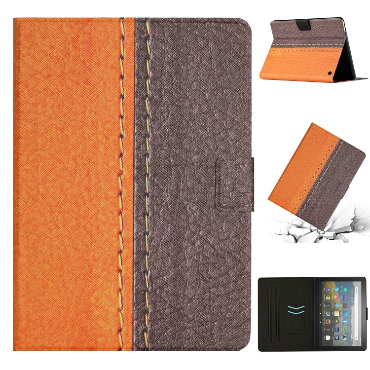 For Amazon Kindle Fire HD 8 2020 Stitching Solid Color Smart Leather Tablet Case(Orange) - Lenovo by PMC TechLife | Online Shopping South Africa | PMC TechLife | Buy Now Pay Later Mobicred