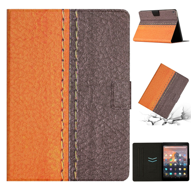 For Amazon Kindle Fire HD 10 2015 Stitching Solid Color Smart Leather Tablet Case(Orange) - Lenovo by PMC TechLife | Online Shopping South Africa | PMC TechLife | Buy Now Pay Later Mobicred