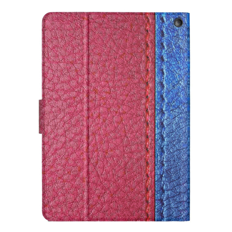 For Amazon Kindle Fire HD 10 2021 Stitching Solid Color Smart Leather Tablet Case(Rose Red)