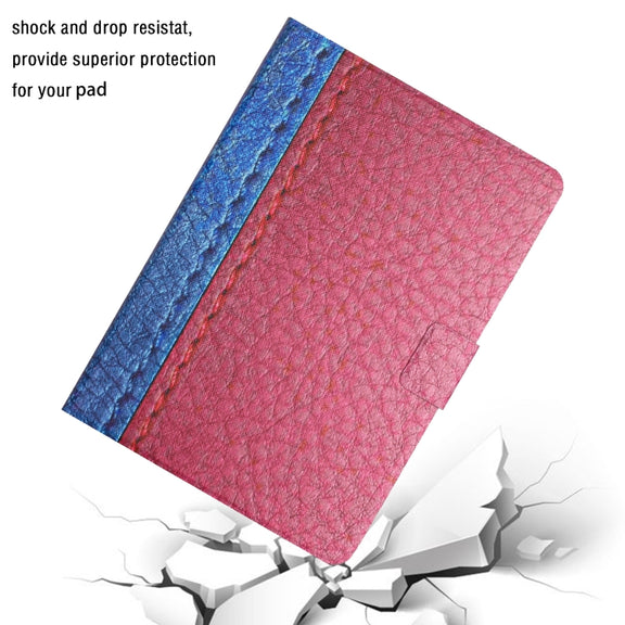 For Amazon Kindle Fire HD 10 2021 Stitching Solid Color Smart Leather Tablet Case(Rose Red)