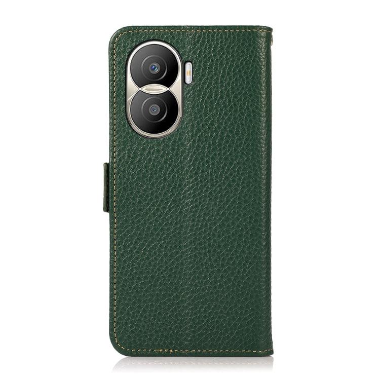 For Honor X40i KHAZNEH Side-Magnetic Litchi Texture Genuine Leather RFID Phone Case(Green) - Honor Cases by PMC TechLife | Online Shopping South Africa | PMC TechLife | Buy Now Pay Later Mobicred