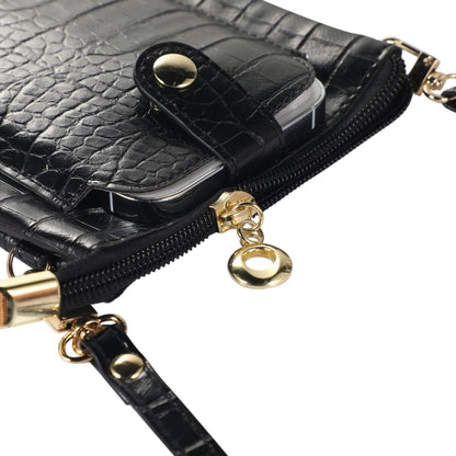 Stone Texture Card Holder Mobile Phone Zipper Bag with Long Strap(Yellow) -  by PMC Jewellery | Online Shopping South Africa | PMC Jewellery | Buy Now Pay Later Mobicred