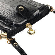Stone Texture Card Holder Mobile Phone Zipper Bag with Long Strap(Yellow)