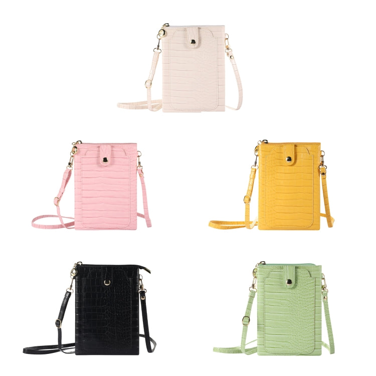 Stone Texture Card Holder Mobile Phone Zipper Bag with Long Strap(Yellow) -  by PMC TechLife | Online Shopping South Africa | PMC TechLife | Buy Now Pay Later Mobicred