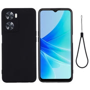 Pure Color Liquid Silicone Shockproof Phone Case for OPPO A57 4G/A77 4G/A77S 4G/A57S/A57E 4G/ OnePlus Nord N20 SE 4G(Black)