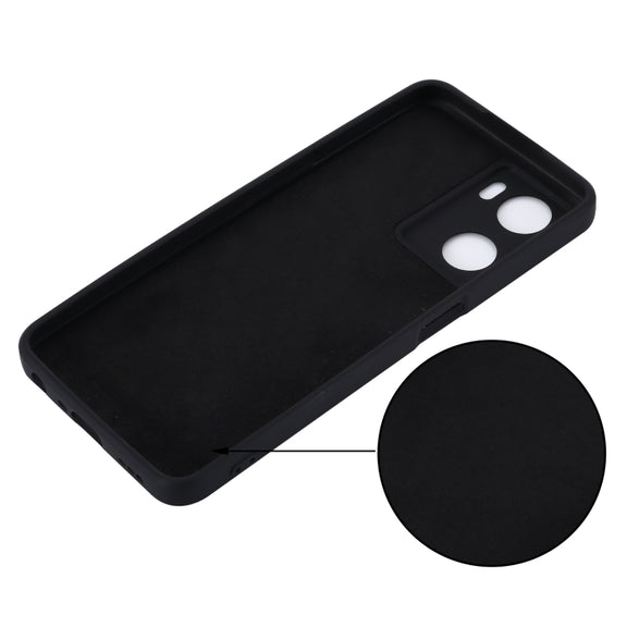 Pure Color Liquid Silicone Shockproof Phone Case for OPPO A57 4G/A77 4G/A77S 4G/A57S/A57E 4G/ OnePlus Nord N20 SE 4G(Black)