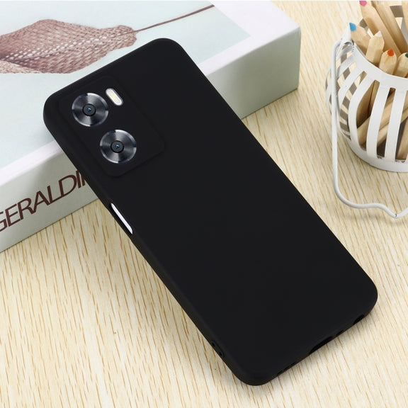 Pure Color Liquid Silicone Shockproof Phone Case for OPPO A57 4G/A77 4G/A77S 4G/A57S/A57E 4G/ OnePlus Nord N20 SE 4G(Black)
