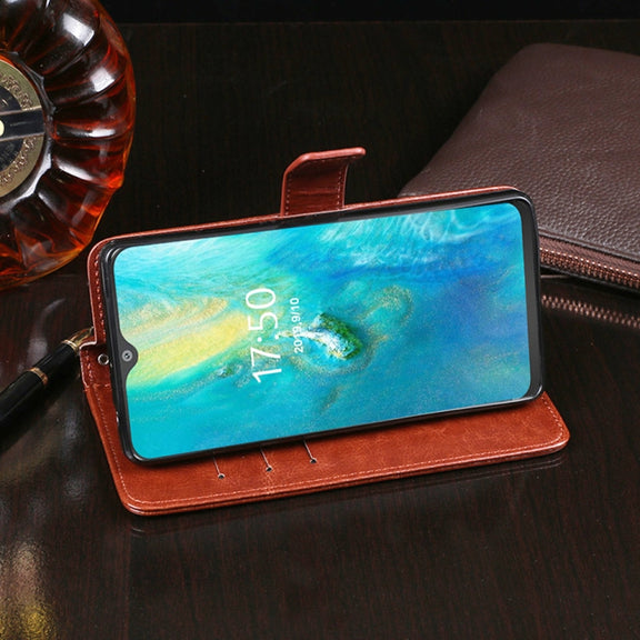 For Cubot P30 idewei Crazy Horse Texture Horizontal Flip Leather Case with Holder & Card Slots & Wallet(White)