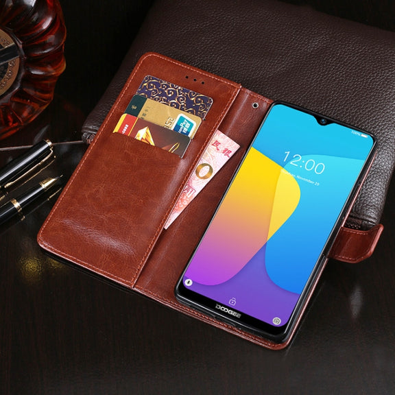 For Doogee X90 idewei Crazy Horse Texture Horizontal Flip Leather Case with Holder & Card Slots & Wallet(Red)