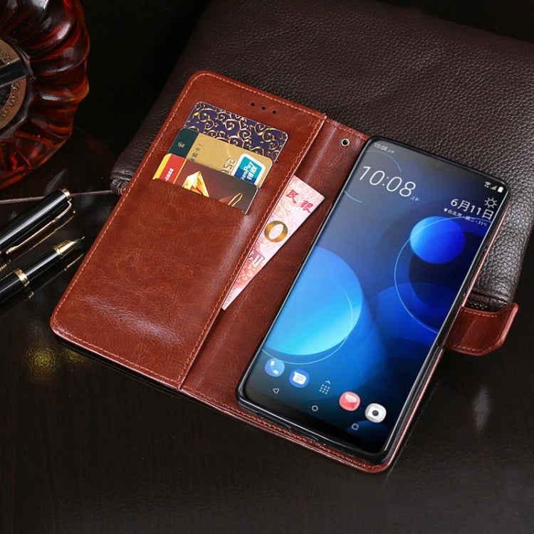 For HTC Desire 19+ idewei Crazy Horse Texture Horizontal Flip Leather Case with Holder & Card Slots & Wallet(Dark Blue)
