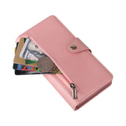 For Google Pixel 6a Rivet Buckle 9 Cards Three Fold Leather Phone Case(Rose Gold)