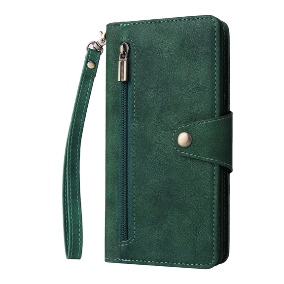 For Google Pixel 6a Rivet Buckle 9 Cards Three Fold Leather Phone Case(Green)