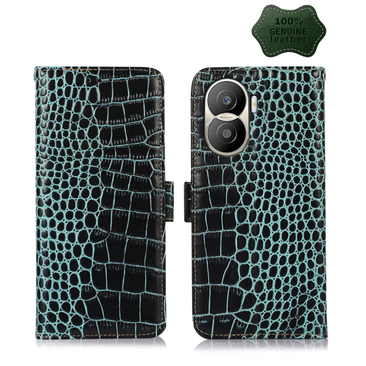 For Honor X40i Crocodile Top Layer Cowhide Leather Phone Case(Green) - Honor Cases by PMC TechLife | Online Shopping South Africa | PMC TechLife | Buy Now Pay Later Mobicred