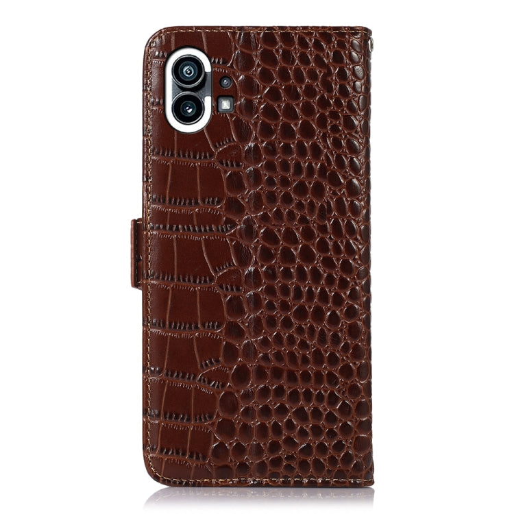 For Nothing Phone 1 Crocodile Top Layer Cowhide Leather Phone Case(Brown) - Nothing Cases by PMC TechLife | Online Shopping South Africa | PMC TechLife | Buy Now Pay Later Mobicred