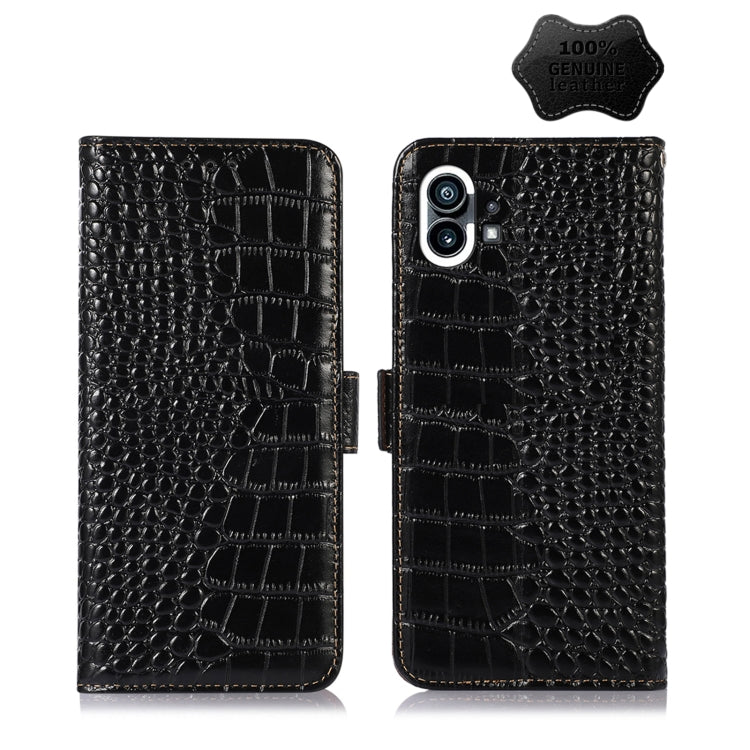 For Nothing Phone 1 Crocodile Top Layer Cowhide Leather Phone Case(Black) - More Brand by PMC TechLife | Online Shopping South Africa | PMC TechLife | Buy Now Pay Later Mobicred