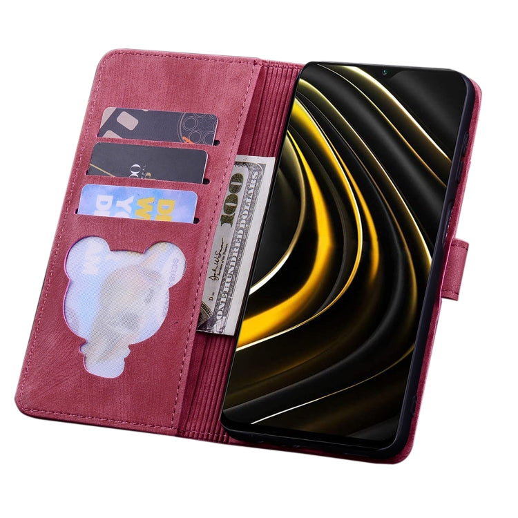 For Xiaomi Poco M3 / Redmi 9T Global Cartoon Sakura Cat Embossed Leather Phone Case(Wine Red) - Xiaomi Cases by PMC TechLife | Online Shopping South Africa | PMC TechLife