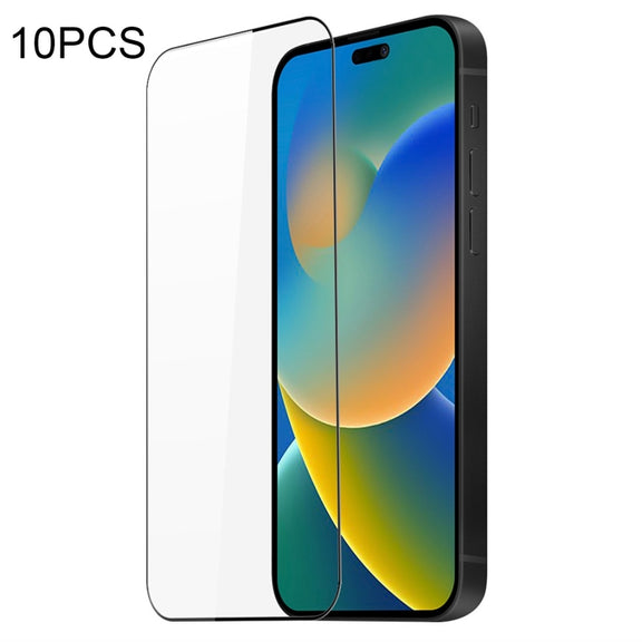 For iPhone 14 Pro Max 10pcs DUX DUCIS 0.33mm 9H Medium Alumina Tempered Glass Film(Black)